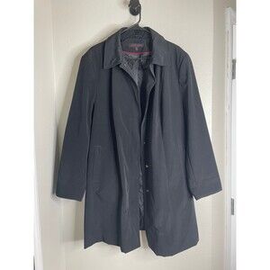 Anne Klein Black Plus Size 3X Longline Water Resistant Trench Coat Jacket